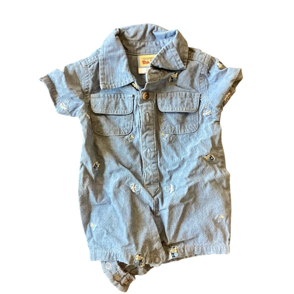 Train Embroidery Cotton One Piece